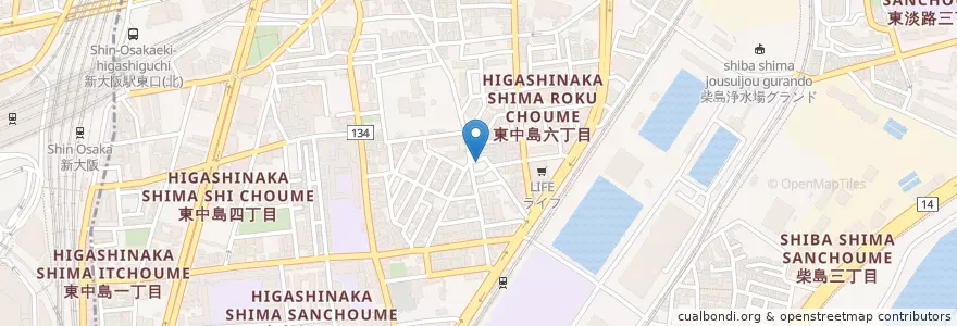 Mapa de ubicacion de 東淀川崇禅寺郵便局 en 日本, 大阪府, 大阪市, 東淀川区.