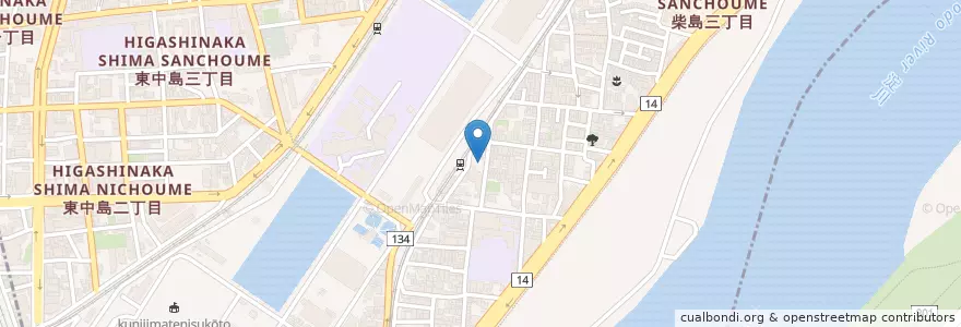 Mapa de ubicacion de 東淀川柴島郵便局 en Japan, 大阪府, Osaka, 東淀川区.