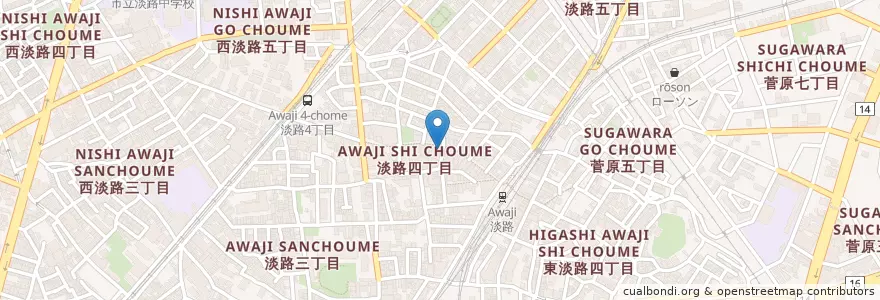 Mapa de ubicacion de 東淀川淡路郵便局 en Japão, 大阪府, 大阪市, 東淀川区.