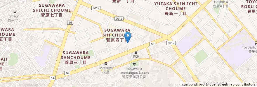 Mapa de ubicacion de 東淀川菅原四郵便局 en Japon, Préfecture D'Osaka, 大阪市, 東淀川区.