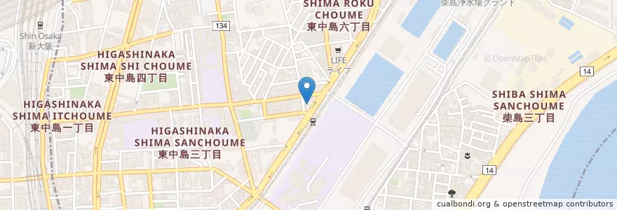 Mapa de ubicacion de 東淀川警察署崇禅寺駅前交番 en اليابان, أوساكا, أوساكا, 東淀川区.