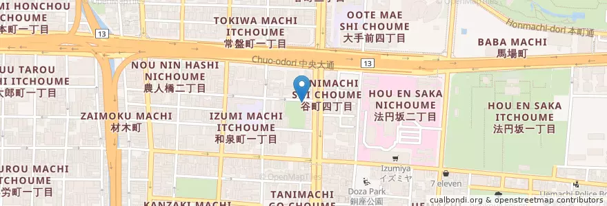 Mapa de ubicacion de 東警察署南大江交番 en Japon, Préfecture D'Osaka, 大阪市, 中央区.