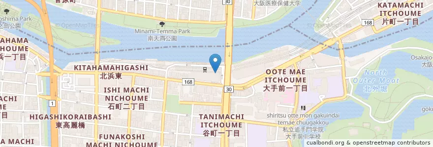 Mapa de ubicacion de 東警察署天満橋交番 en 日本, 大阪府, 大阪市, 中央区.