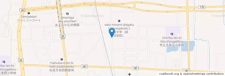 Mapa de ubicacion de 松原天美東郵便局 en 日本, 大阪府, 松原市.