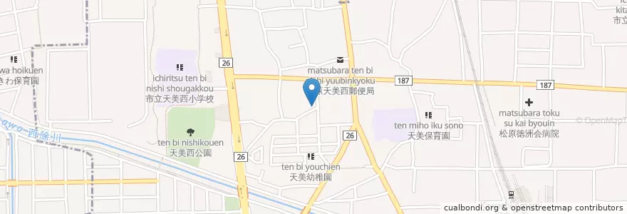 Mapa de ubicacion de 松原市民天美西図書館 en Japón, Prefectura De Osaka, 松原市.