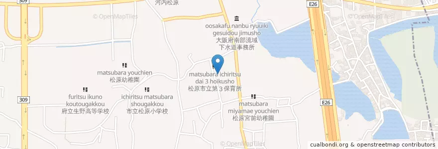Mapa de ubicacion de 松原市民情報ライブラリー en 日本, 大阪府, 松原市.