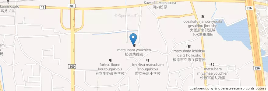 Mapa de ubicacion de 松原幼稚園 en 日本, 大阪府, 松原市.