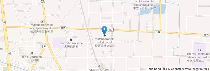 Mapa de ubicacion de 松原徳洲会病院 en Japan, Osaka Prefecture, Matsubara.