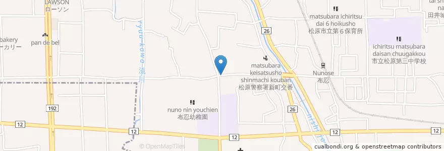 Mapa de ubicacion de 松原新町郵便局 en Japão, 大阪府, 松原市.