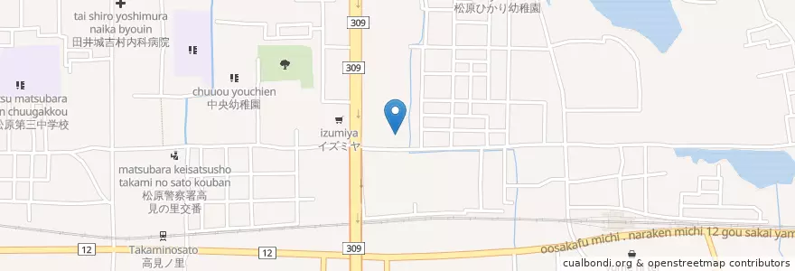 Mapa de ubicacion de 松原警察署 en 日本, 大阪府, 松原市.