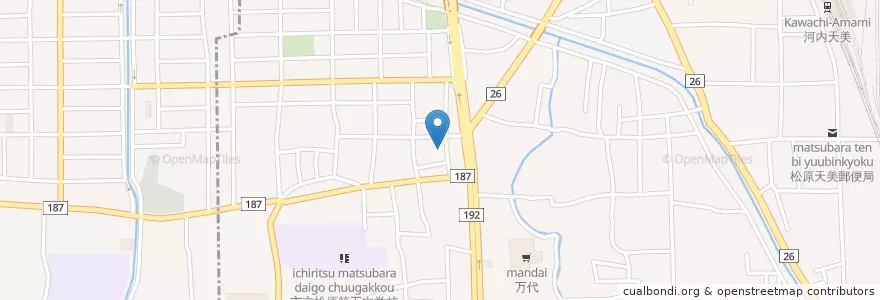 Mapa de ubicacion de 松原警察署我堂町交番 en 日本, 大阪府, 松原市.