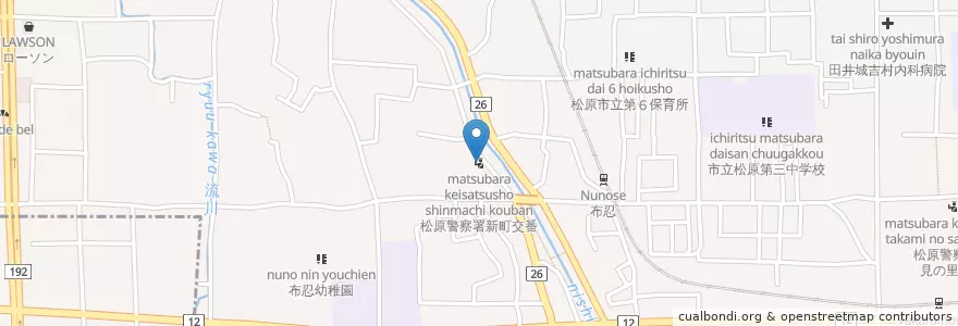 Mapa de ubicacion de 松原警察署新町交番 en 일본, 오사카부, 松原市.