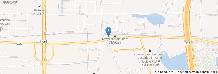Mapa de ubicacion de 松原警察署河内松原駅前交番 en 日本, 大阪府, 松原市.