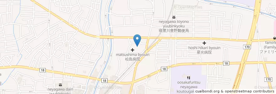 Mapa de ubicacion de 松島病院 en Giappone, Prefettura Di Osaka, 寝屋川市.