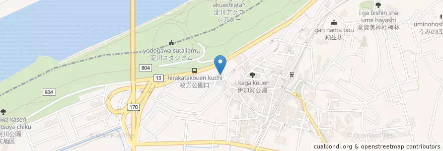 Mapa de ubicacion de 枚方寝屋川消防組合枚方消防署伊加賀出張所 en Japón, Prefectura De Osaka, 枚方市.