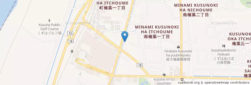 Mapa de ubicacion de 枚方市立楠葉野保育所 en اليابان, أوساكا, 枚方市.