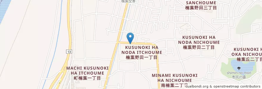 Mapa de ubicacion de 枚方楠葉野田郵便局 en Japão, 大阪府, 枚方市.