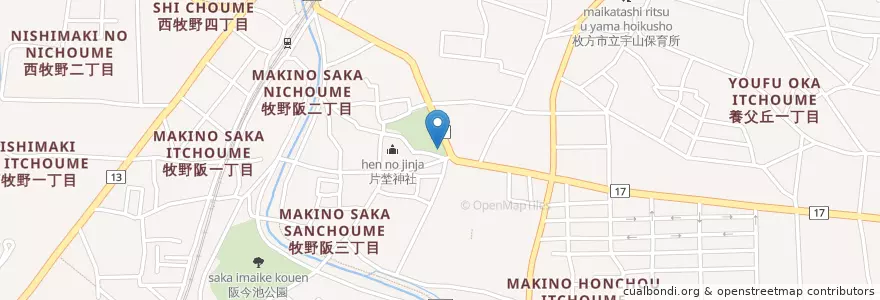 Mapa de ubicacion de 枚方警察署阪交番 en Japão, 大阪府, 枚方市.