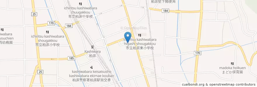Mapa de ubicacion de 柏原市立柏原図書館 en ژاپن, 大阪府, 柏原市.