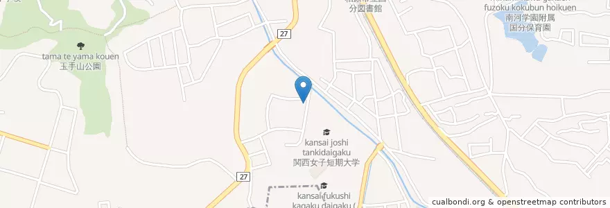 Mapa de ubicacion de 柏原旭ケ丘郵便局 en Japan, 大阪府, 柏原市.