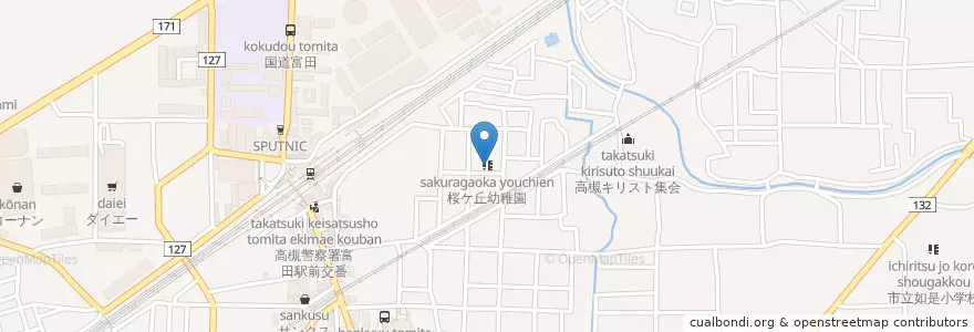 Mapa de ubicacion de 桜ケ丘幼稚園 en Japan, Präfektur Osaka, 高槻市.
