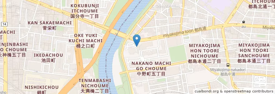 Mapa de ubicacion de 桜宮リバーシティ郵便局 en Giappone, Prefettura Di Osaka, 大阪市, 都島区.