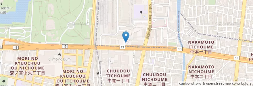 Mapa de ubicacion de 森之宮西老人憩の家 en Japan, 大阪府, Osaka, 城東区.