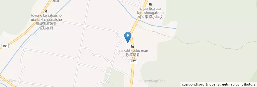Mapa de ubicacion de 歌垣郵便局 en ژاپن, 大阪府, 豊能郡, 能勢町.