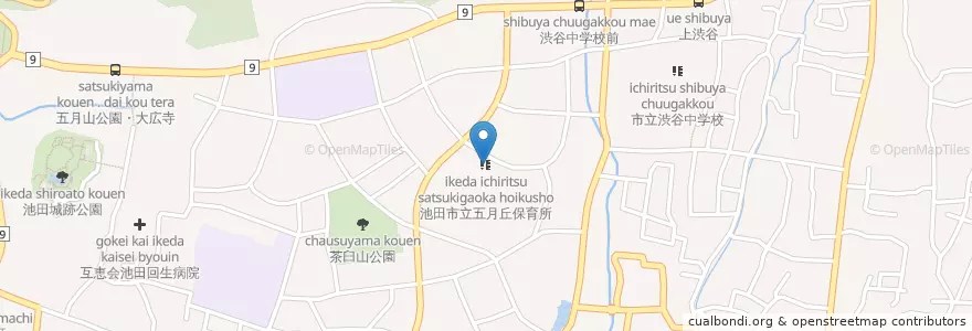 Mapa de ubicacion de 池田市立五月丘保育所 en ژاپن, 大阪府, 池田市.