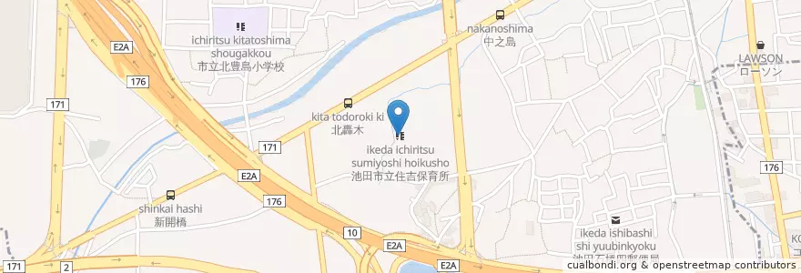Mapa de ubicacion de 池田市立住吉保育所 en Япония, Осака, 池田市.