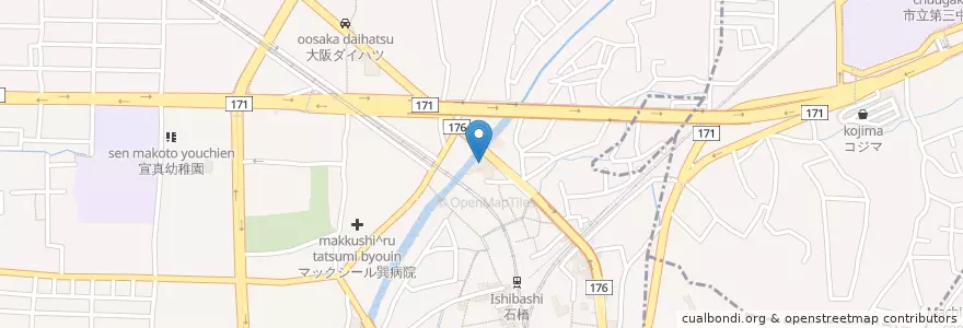 Mapa de ubicacion de 池田市立石橋プラザ en Japão, 大阪府, 池田市.