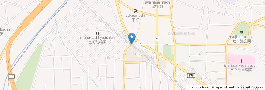 Mapa de ubicacion de 池田警察署池田駅前交番 en Japan, 大阪府, 池田市.