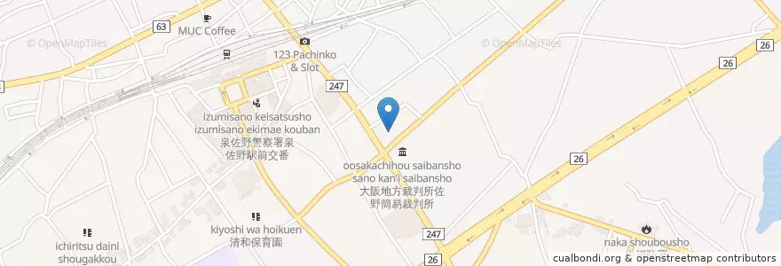 Mapa de ubicacion de 泉佐野警察署 en Japan, Präfektur Osaka, 泉佐野市.
