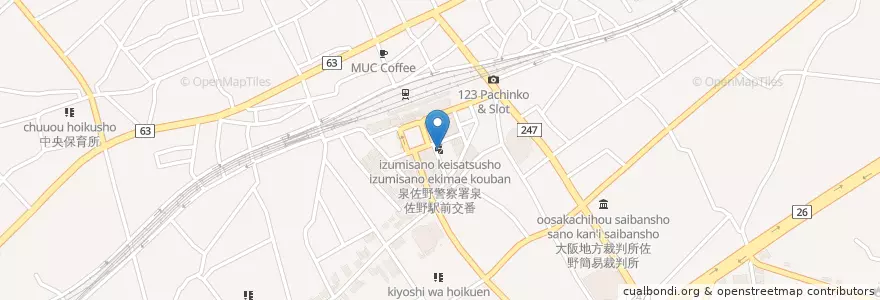 Mapa de ubicacion de 泉佐野警察署泉佐野駅前交番 en 日本, 大阪府, 泉佐野市.