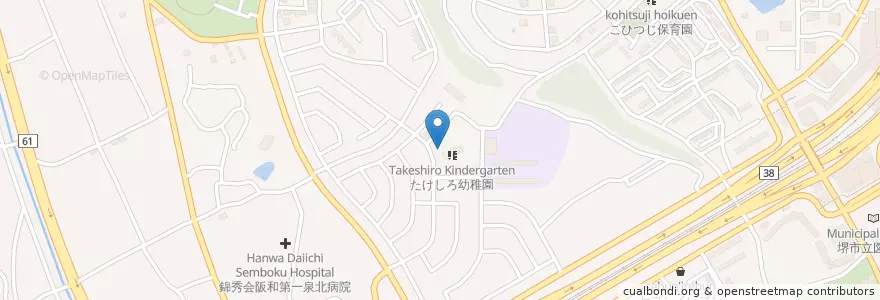 Mapa de ubicacion de 泉北竹城台郵便局 en Japão, 大阪府, 堺市, 南区.