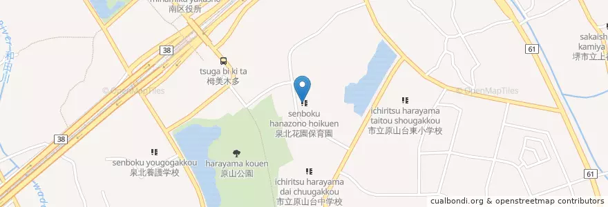 Mapa de ubicacion de 泉北花園保育園 en Japão, 大阪府, 堺市, 南区.