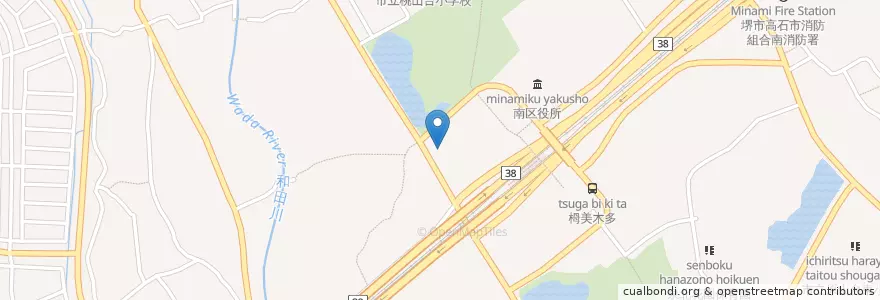 Mapa de ubicacion de 堺南警察署 en Japan, Präfektur Osaka, 堺市, 南区.