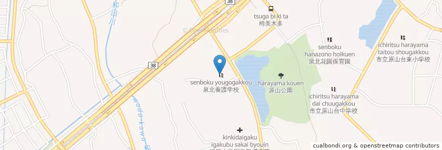 Mapa de ubicacion de 泉北養護学校 en Japão, 大阪府, 堺市, 南区.