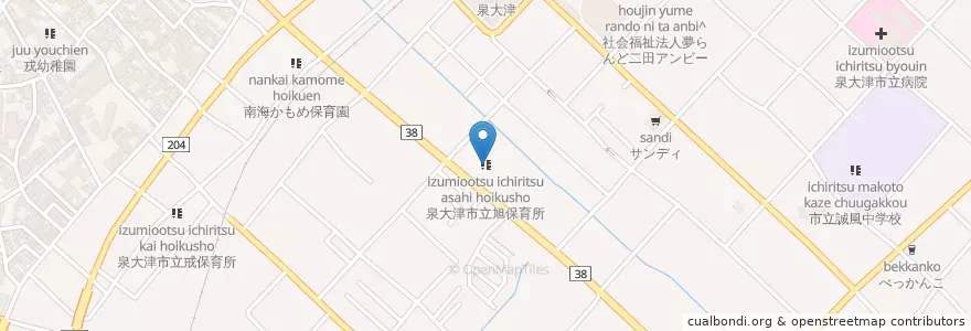 Mapa de ubicacion de 泉大津市立旭保育所 en Japan, 大阪府, 泉大津市.