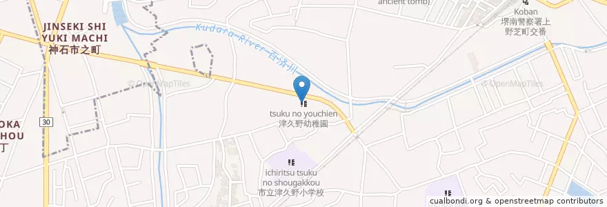 Mapa de ubicacion de 津久野幼稚園 en 일본, 오사카부, 사카이시, 西区.