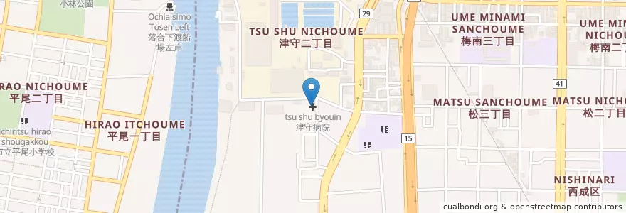 Mapa de ubicacion de 津守病院 en Jepun, 大阪府, 大阪市, 西成区.