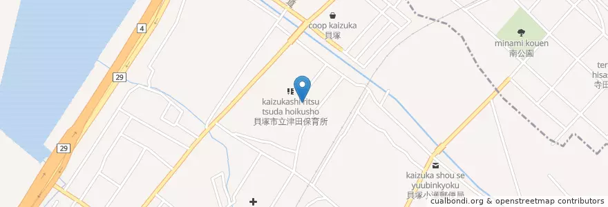 Mapa de ubicacion de 津田幼稚園 en Japan, 大阪府, 貝塚市.