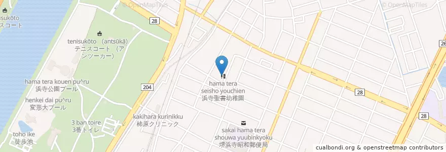 Mapa de ubicacion de 浜寺聖書幼稚園 en Japon, Préfecture D'Osaka, Sakai, 西区.