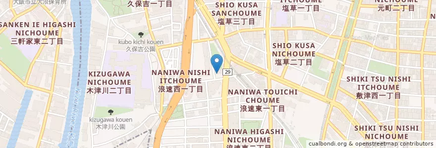 Mapa de ubicacion de 浪速芦原郵便局 en 日本, 大阪府, 大阪市, 浪速区.