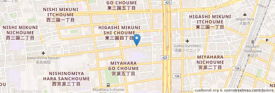 Mapa de ubicacion de 淀川宮原郵便局 en Япония, Осака, 大阪市, 淀川区.
