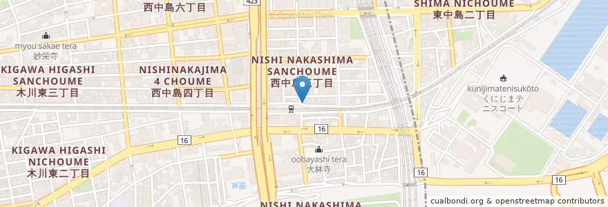 Mapa de ubicacion de 淀川警察署西中島交番 en Japan, Osaka Prefecture, Osaka, Yodogawa Ward.