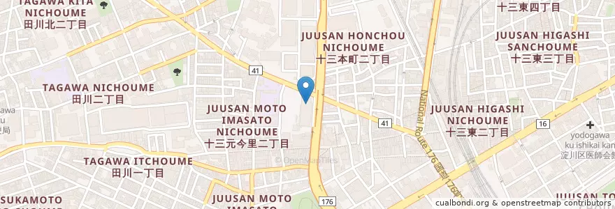 Mapa de ubicacion de 淀川郵便局 en Japan, Präfektur Osaka, 大阪市, 淀川区.