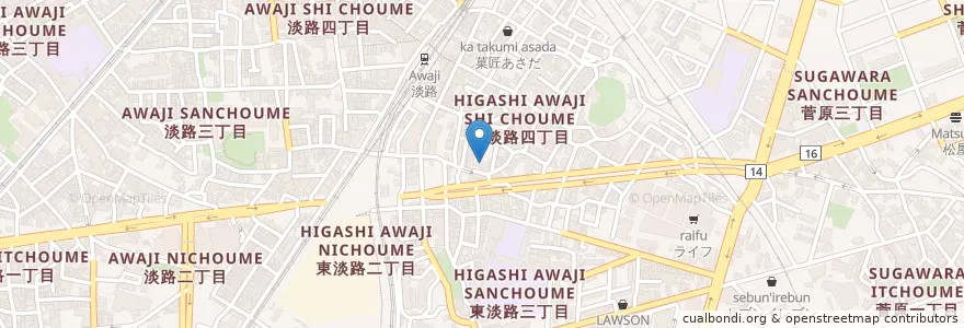 Mapa de ubicacion de 淡路保育園 en Japon, Préfecture D'Osaka, 大阪市, 東淀川区.