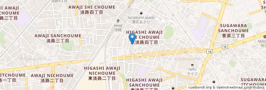 Mapa de ubicacion de 淡路幼稚園 en 일본, 오사카부, 오사카, 東淀川区.