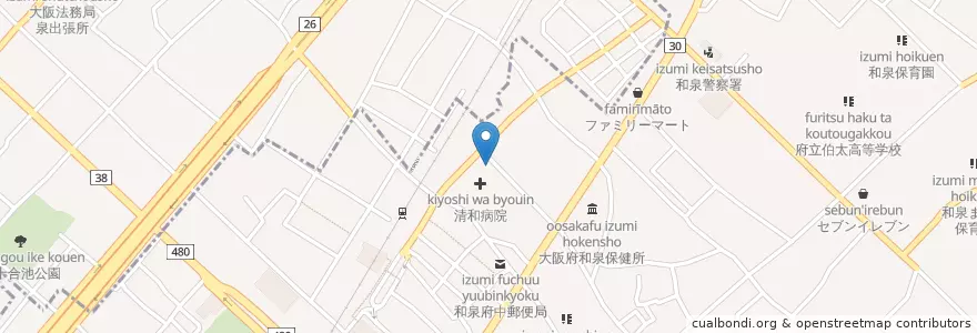 Mapa de ubicacion de 清和病院 en اليابان, أوساكا, 和泉市.
